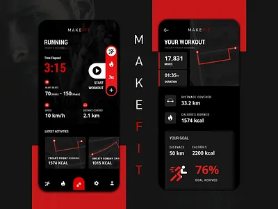 Make Fit | Fitness Application UI app design app designer app designers app development calories burned design dribbble exercises fitness fitness app track fitness ui ui designer ui designers india walk workout workout app