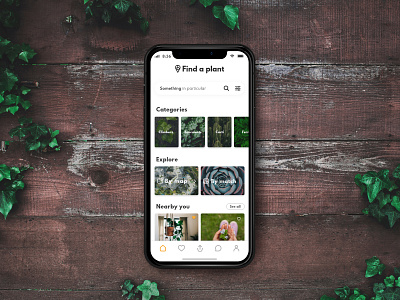 Anspot Home app app design card categories community design explore giveaway home home app iphone x like location app navigation bar plants tabs ui ux ux ui design