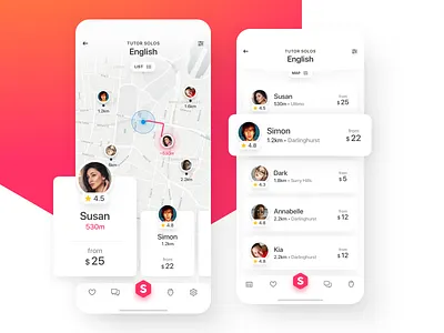 Map | List app application clean design interface ios iphone map mobile tutor ui ux work