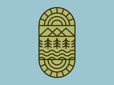 Great Outdoors adventure badge hiking icon illustration mountains nature outdoor badge outdoors thicklines travel