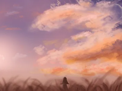 sun set amazing design drawing moon orange sun set