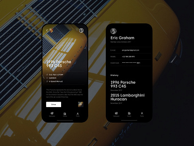 Prime Drivers Club app car app minimalistic porsche premium uidesign