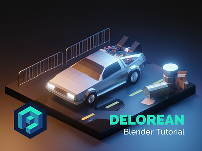 Delorean DMC-12 Tutorial 3d backtothefuture blender delorean design diorama fanart illustration isometric low poly lowpoly lowpolyart process render tutorial