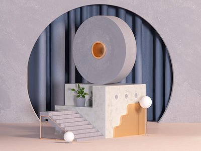 Details VI 3d abstract architecture c4d design geometric illustration interior design render set setdesign