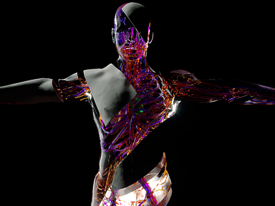 Assimilate 3d abstract c4d cinema 4d colour dark design form graphic inspiration man monster orange purple render rendered robot style theme