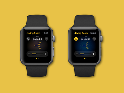 Watch App Concept Round 2 apple watch apple watch design black and yellow ceilingfan design fan nest smart watch smarthome ui ux ui design watchapp