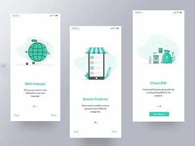 Onboarding Screens calculator app e catalog emi illustration loan multi language multi lingual onboarding onboarding screen product brochure product catalog ui ux
