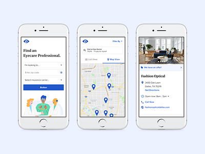 All About Vision all about vision doctor eye locator mobile optometrist ui ux vision
