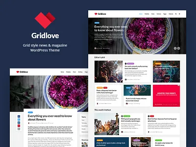 Gridlove blog design creative design digital magazine website responsive theme for wordpress wordpress wordpress blog wordpress design