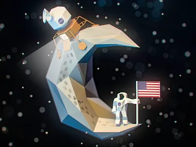 Moon Walk... 3d art illustration isometric lowpoly vectary