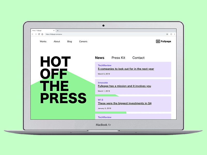 Press Page #dailyui 051 051 above the fold dailyui press page ui