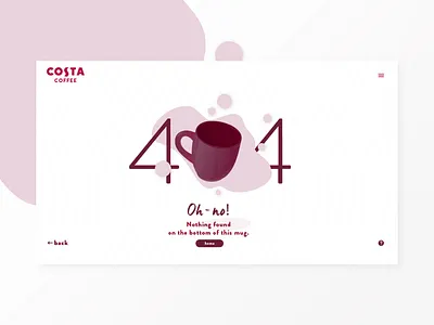 DailyUI 008 404page challange coffee 404 costa costacoffee daily challange dailyui dailyui007 error 404 inspiration lost minimalistic minimalistic design page 404