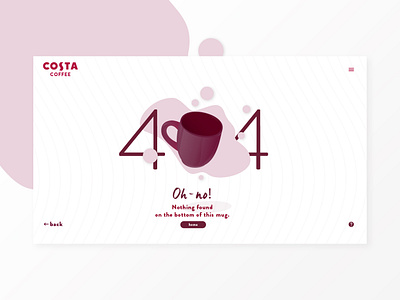 DailyUI 008 404page challange coffee 404 costa costacoffee daily challange dailyui dailyui007 error 404 inspiration lost minimalistic minimalistic design page 404