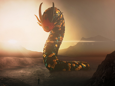 Worm 3d c4d cinema4d digital art illustration monster physical render render space art surreal