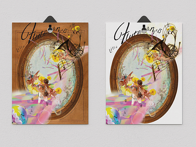 Little Flute Angels antique artwork collage colorful design graphic design happiness typography vivid