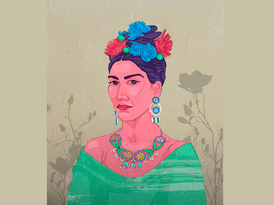 Frida Kahlo, portrait style3 adobe art creative design digital drawing dribbble fasion frida kahlo fridakahlo illustration illustrator cc love models portrait portrait art vector