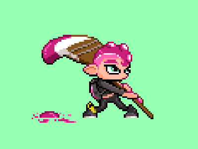 Octoling Boy 8bit character character design game game dev nintendo nintendo switch octoling paint paint brush pixel pixel art splatoon