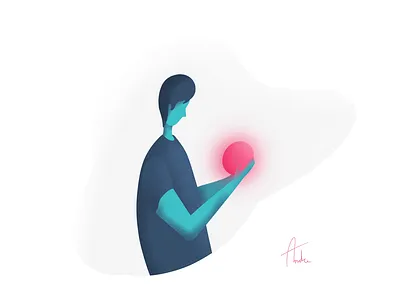 Possession ball blue glowing green illustration person pink possession