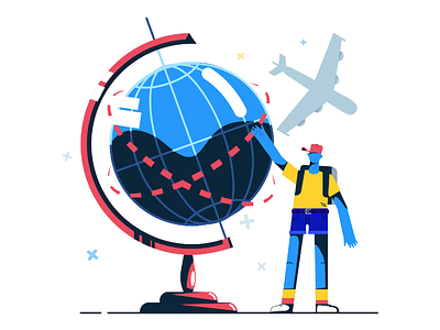 Traveling branding character design illustration man