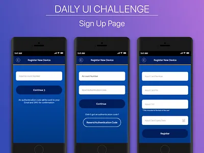 Daily UI Challenge - Sign Up app design ui