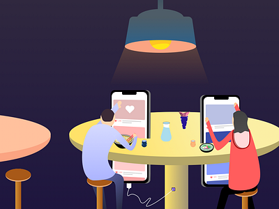 Social Media Addiction 3d character art character concept characters characters design dinner eating flat design flower illustration illustration agency illustration art illustration challenge noodles perspective salads shape layers social media table vector