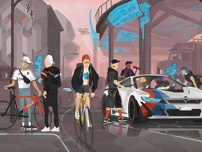 Intersection ev illustration tech urban