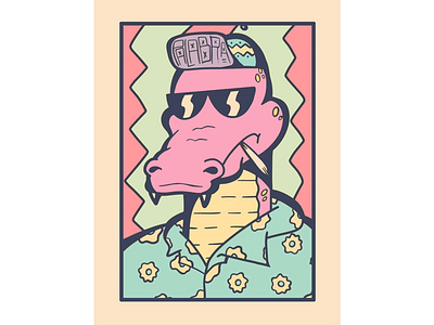 Palabra cartoon crocodile dope hawaiian shirt shades swag weed