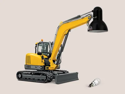 Excavator + Lamp collage desktop excavator lamp minimal mixed media photomontage
