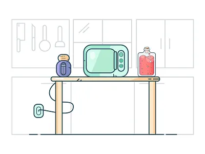 Kitchen design devices icon illustration illustrator jam kitchen logo microwave minimal tostar vector