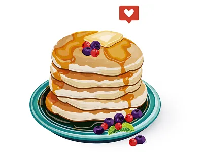 Food illustration/ Pancake flat illustration vector web