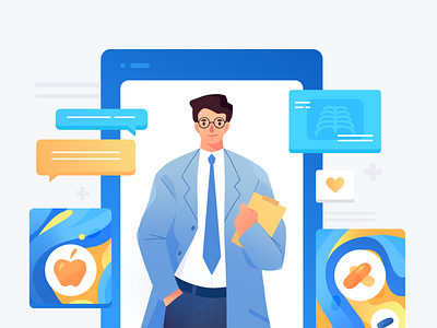 DocFinder Hero doctor doctor app healthcare hero illo illustration landing minimal