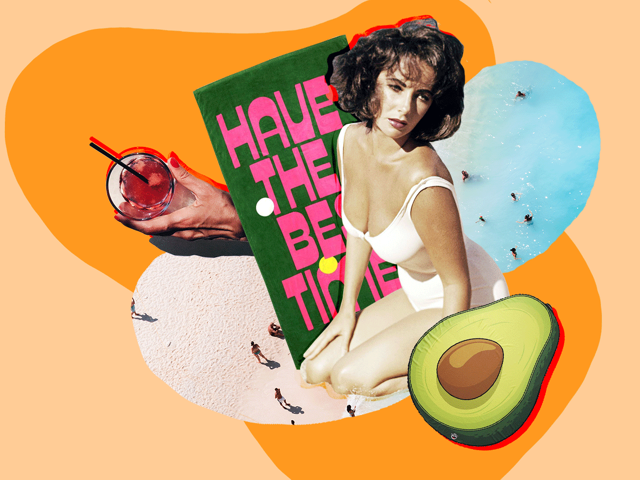 Summer Time collage design editorial illustration