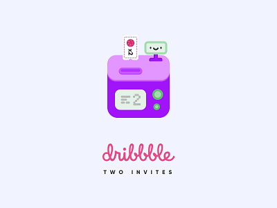 2 Dribbble invites! creative design draft dribbble illustration invitation invite invites machine shot ticket ui