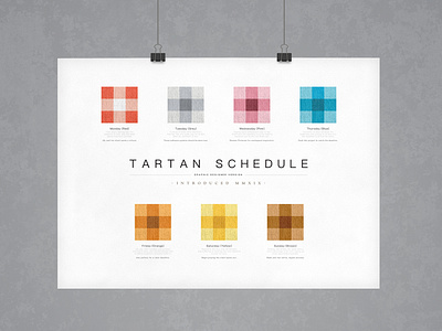 Tartan Schedule | Typographical Poster clothing graphics humour illustration minimal pattern schedule simple tartan typography