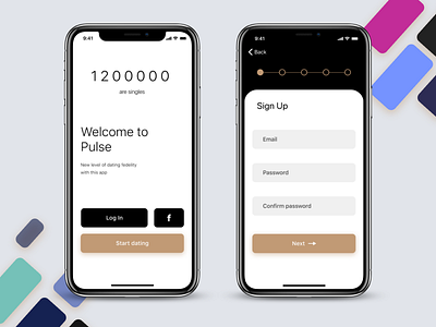 Pulse Dating design minimal registration sign in sign in form ui ui ux vector