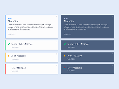 Global Notifications - Light and Dark Theme alert error message notifications success toast ui ui element