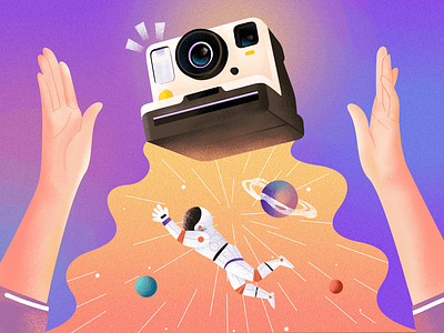 Camera character flat illustration nasa planet ui universal