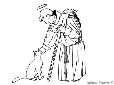 Assisi animals assisi cat catholic cats design digital art drawing europe flat illustration italy religion sketch travel