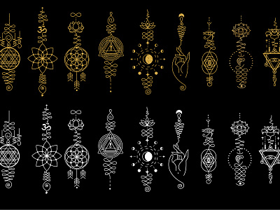 Golden Magic Totems astrology background elements cirlces design symbolic esoteric geometric shapes graphic design icons logo magic mandala sacred sacred geometry vector sacred harmonic symbols geometry symbols sacred geometry technical illustrations vector vector decorations vector designs vector elements