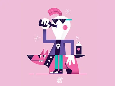 Pink is not dead characterdesign digital draw fonzynils illustration illustrator pink punk vectorial