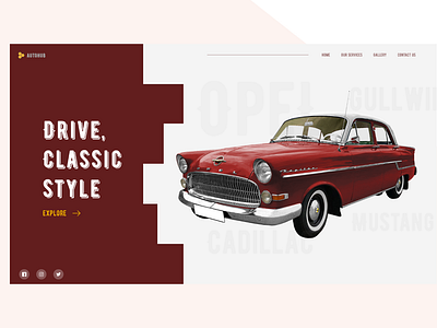 Vintage car web banner design landing page concept ui web