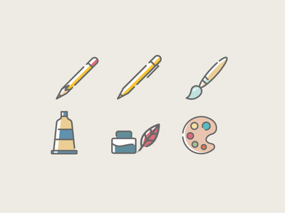 Art Supply Icons app brand branding design flat graphic design icon icons identity illustration ios logo minimal mobile ui ux vector web website