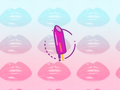 Lipstick on a stick adobe branding concept design fashion icon idea idea iconic logo illustration illustrator lips lipstick logo makeup minimal pattern popsicle print trend vector