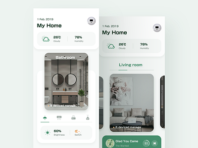 Smart Home 1 air conditioning app clean light living room music smart home ui ux weather web