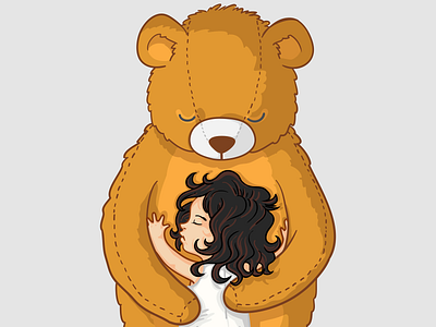 Big Love baby bear branding cartoon character character design children children book illustration concept design hug illustration kid little girl love mascot teddy bear vector wavy hair