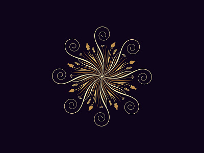 Flourishing round ornament, 14 calligraphic decoration design flourish flourishing flower golden graphic art illustration ornament round style vector