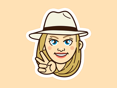 Sticker Anne Kawaii cartoon character design girl hat illustration logo peace portrait vecto vector woman