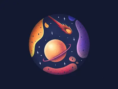 Space Coaster cosmos icon illustration meteor meteorite planet procreate saturn space stars