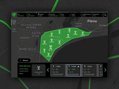Firefly Map Dashboard UX-UI datavisualisation dataviz design firefly map telecom transport ux ux ui design yux