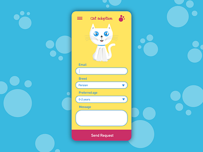 Contact Form Design appdesign cat contact form dailyui dailyui028 dailyuichallenge design graphic design illustration invisionstudio ui uidesign